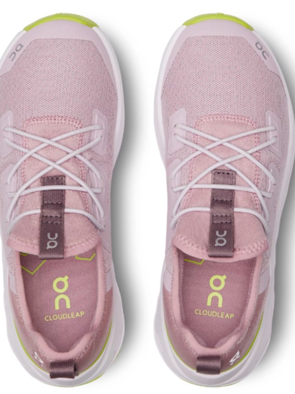 On Running Kids Cloudleap Pink Sneakers with Lime Accents
